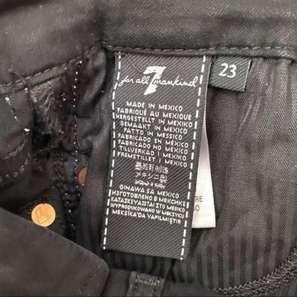 7 For All Mankind size 23 b(air) The Ankle Skinny black jeans white stripe 505B3 - Picture 7 of 15